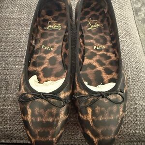 Christian Louboutin Animal Print Flats with Black Accents